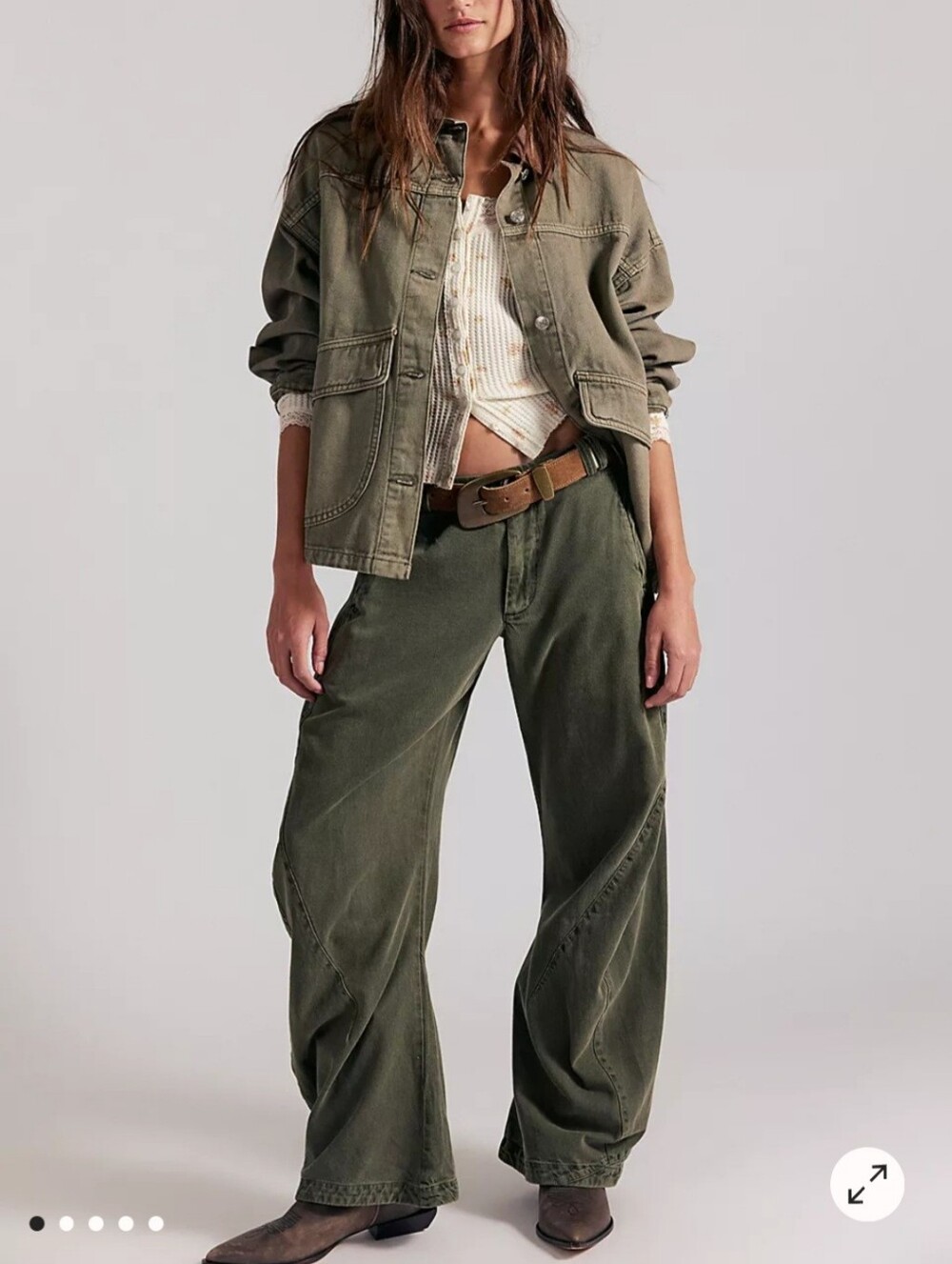 Free People Womens Dark Olive Straight-Leg Chinos